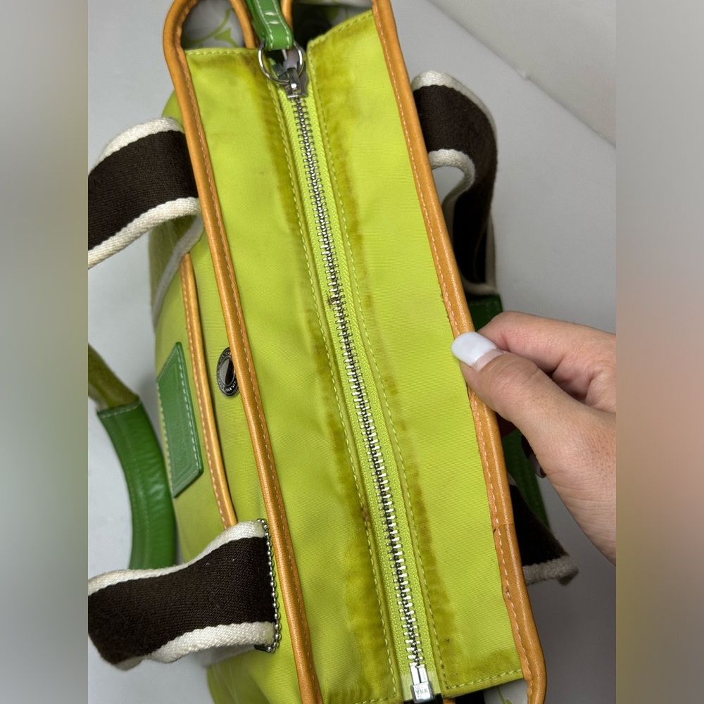 Coach Hampton Weekend IR5656 Chartreuse Nylon Shoulder Handbag Tote Bag Purse - Picture 6 of 14